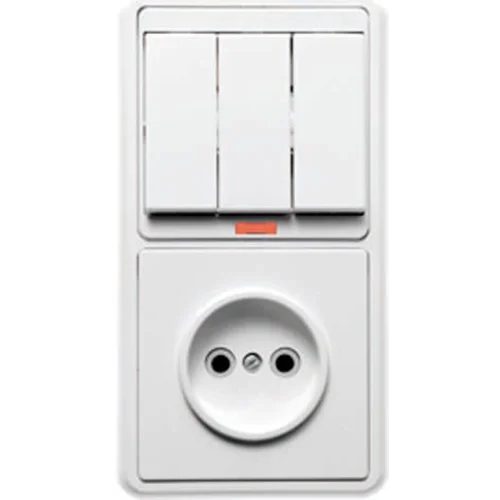 Блок БКВР-212 Бэлла (3-кл. выкл. с инд. + розетка) бел. Кунцево 5841 Блок БКВР-212 Бэлла (3-кл. выкл. с инд. + розетка) бел. Кунцево 5841